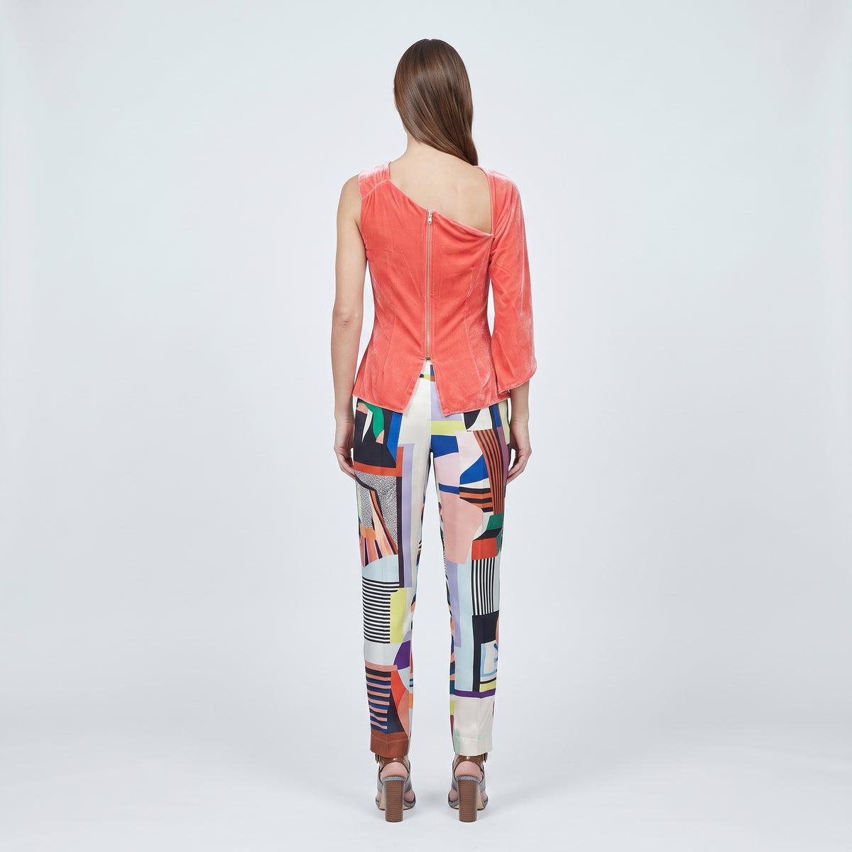 Asymmetric Draped Velvet Top
