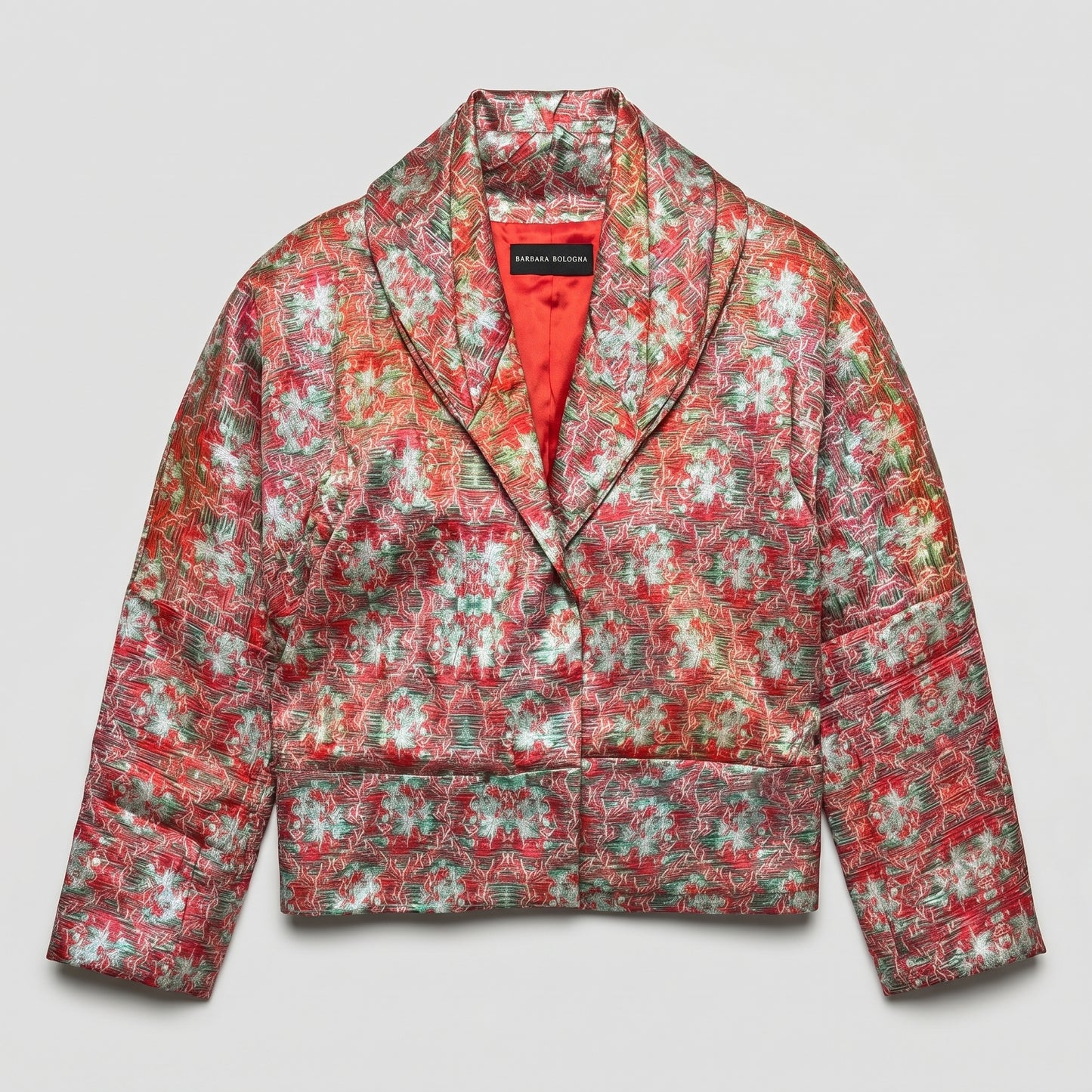 Patterned Cropped Jacquard Jacket