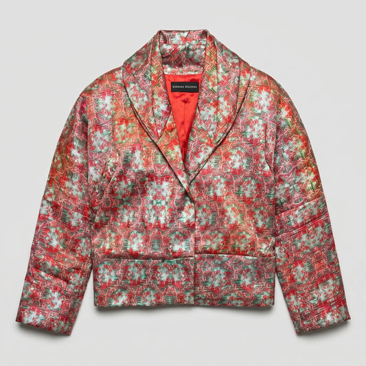 Patterned Cropped Jacquard Jacket