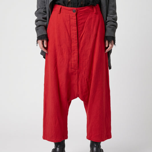 Bold Red Drop-Crotch Trousers
