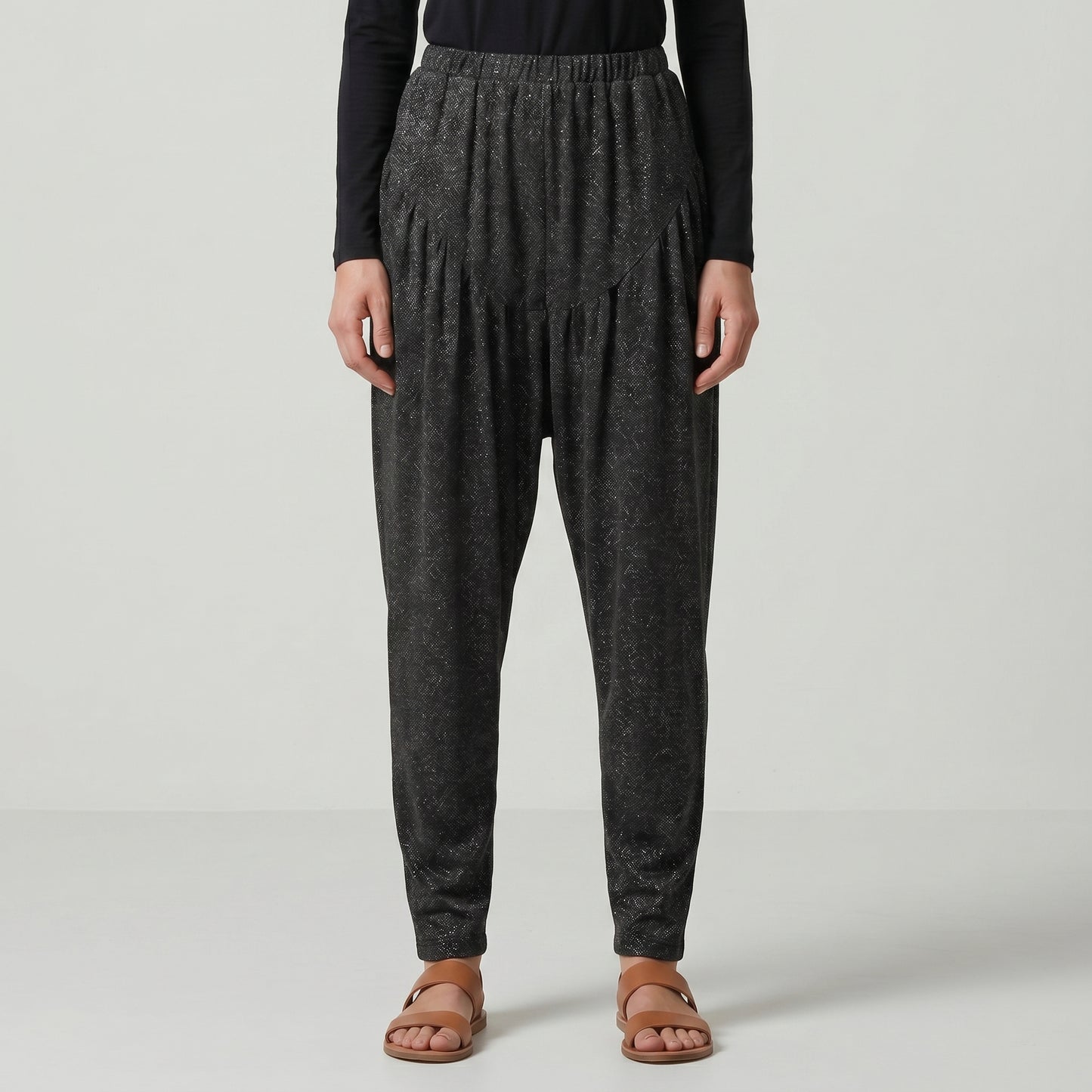 Shimmering Metallic Pleated Trousers