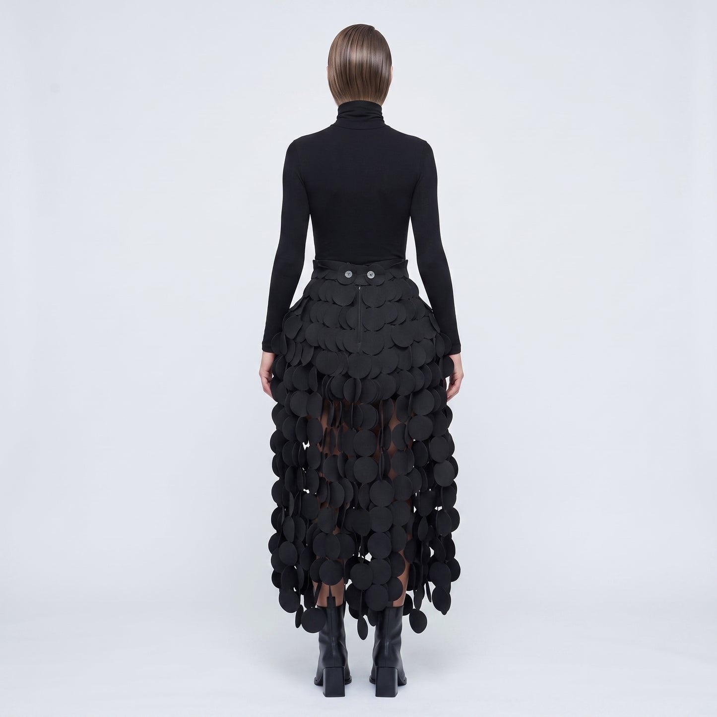 Sculptural Disc Embellished Skirt
