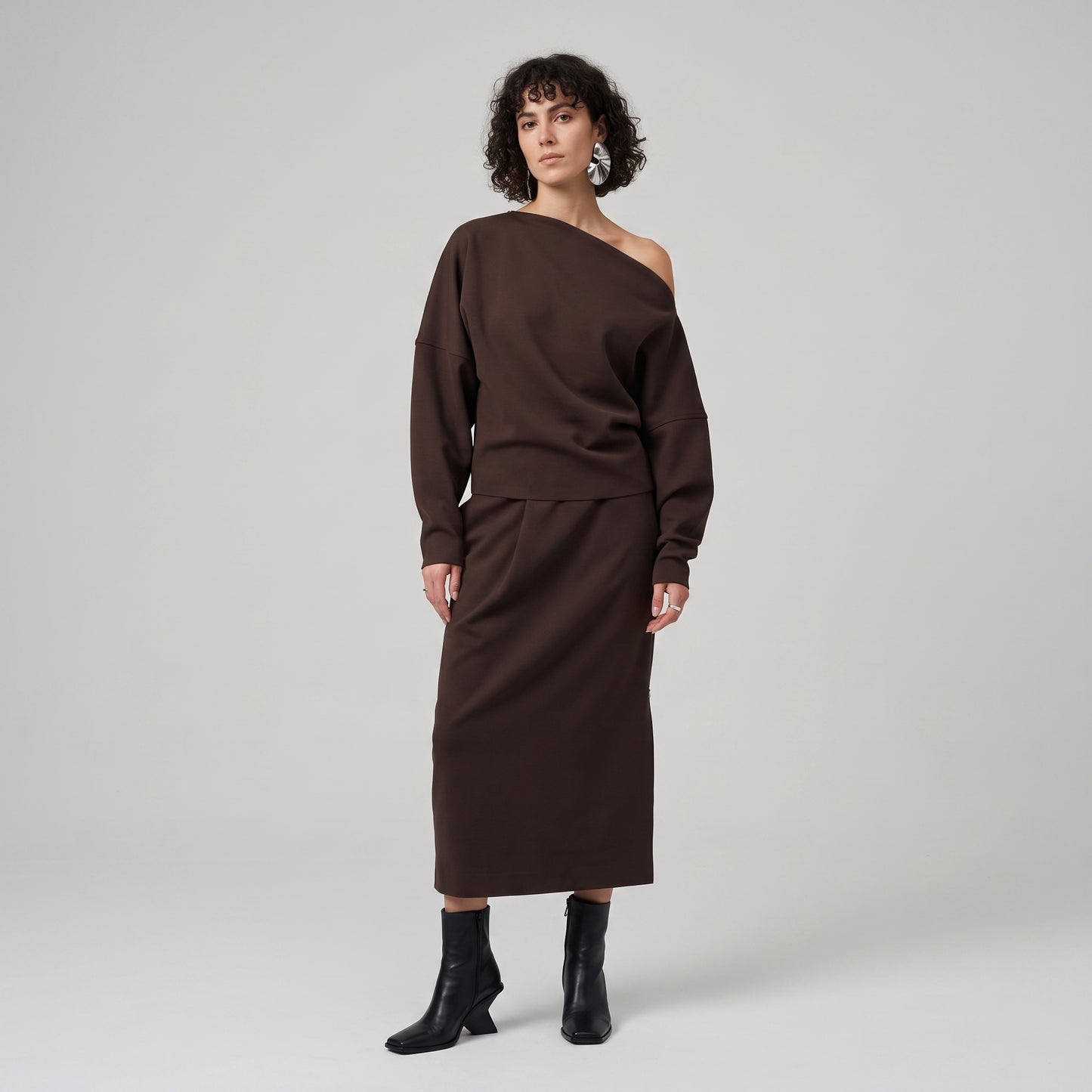 Minimalist Chocolate Boatneck Pullover