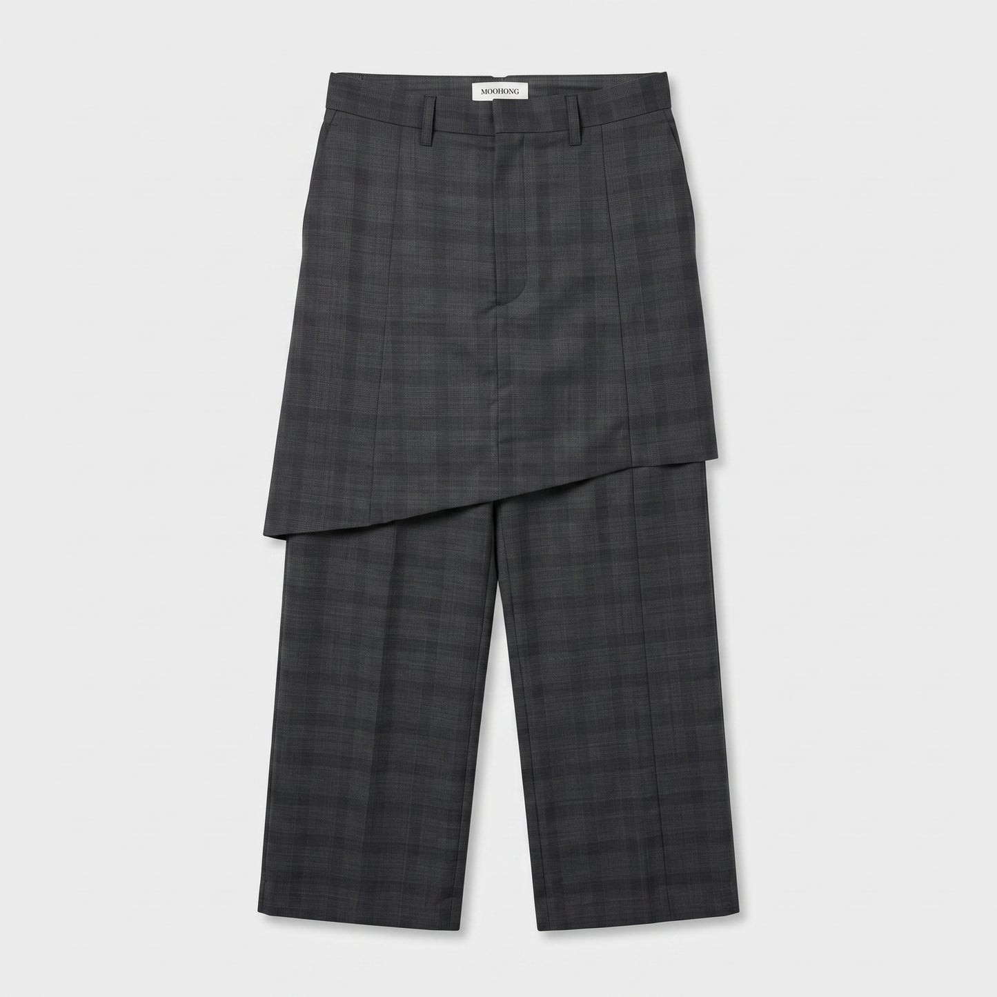 Check Layered Wide Leg Trousers