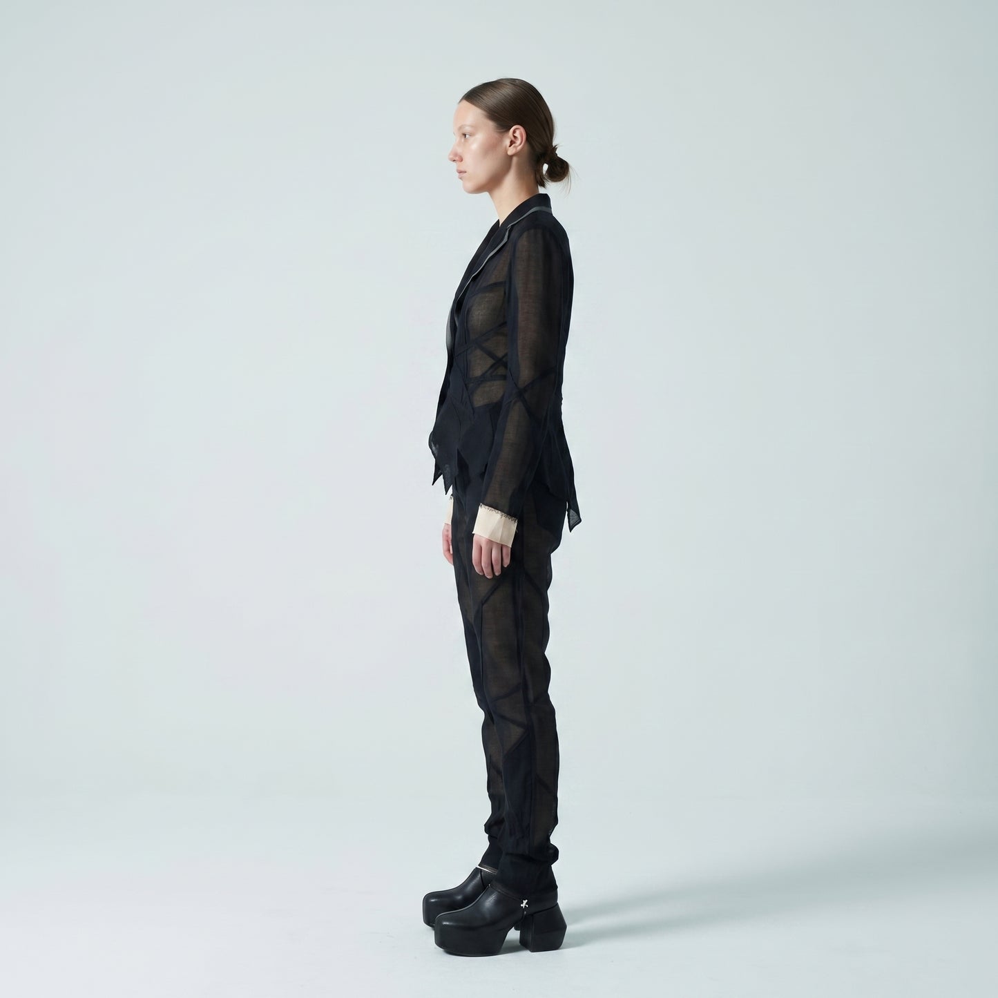 Sheer Geometric Panelled Blazer