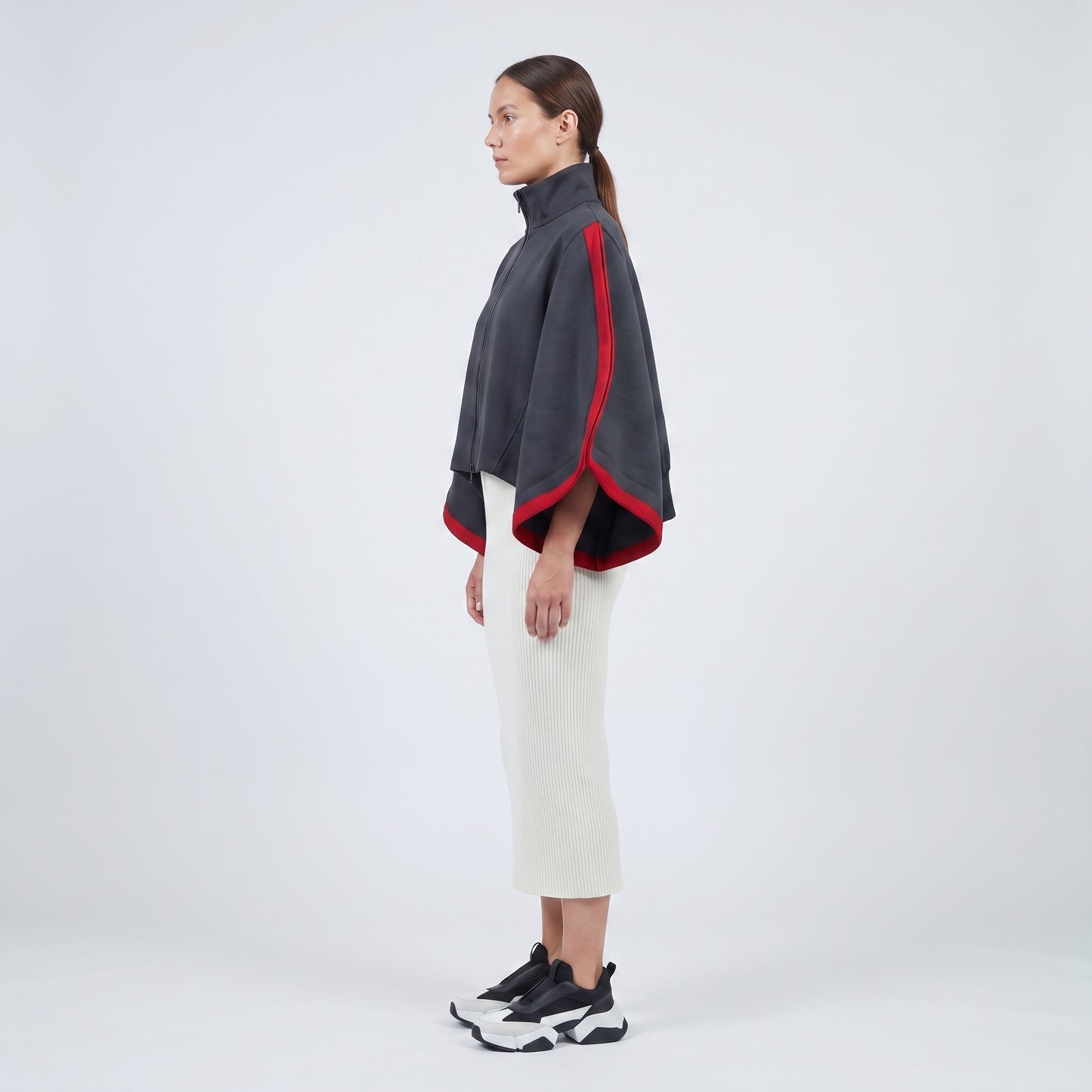 Architectural Zip-Front Cropped Jacket
