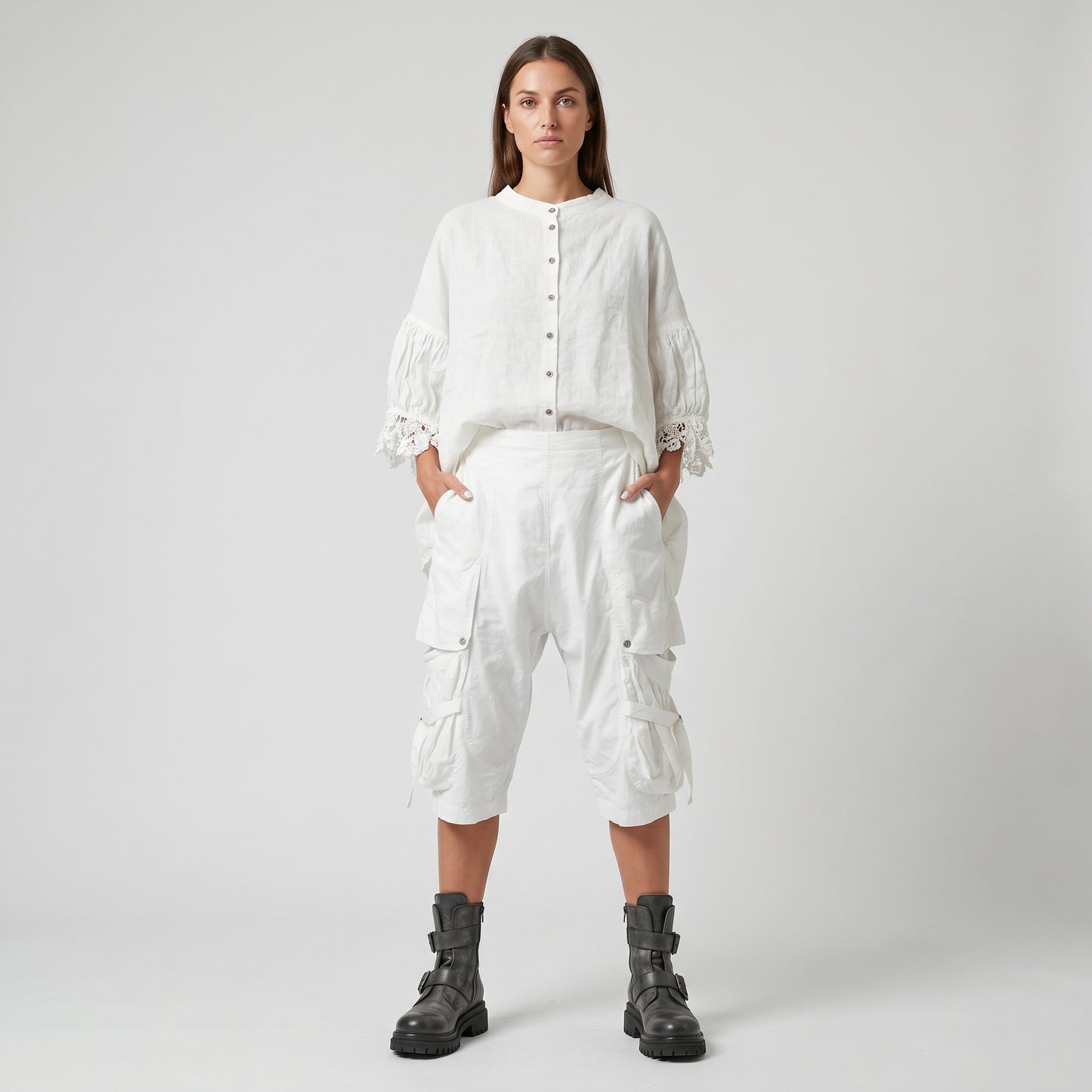Off-White Cropped Cargo Trousers