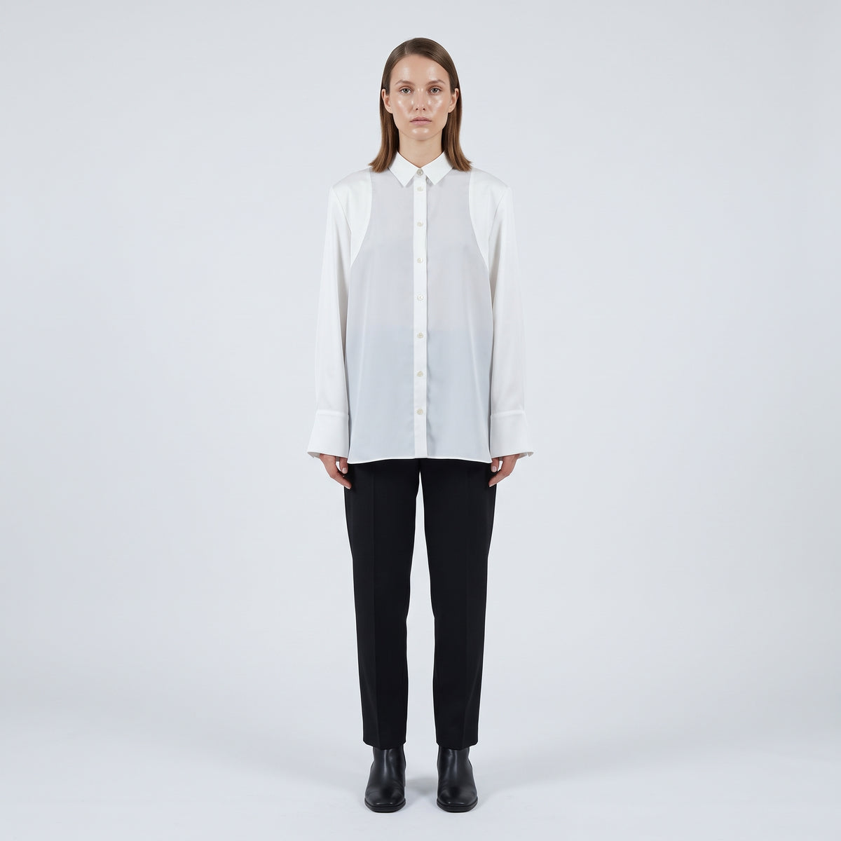 Colorblock Layered Button-Down Shirt
