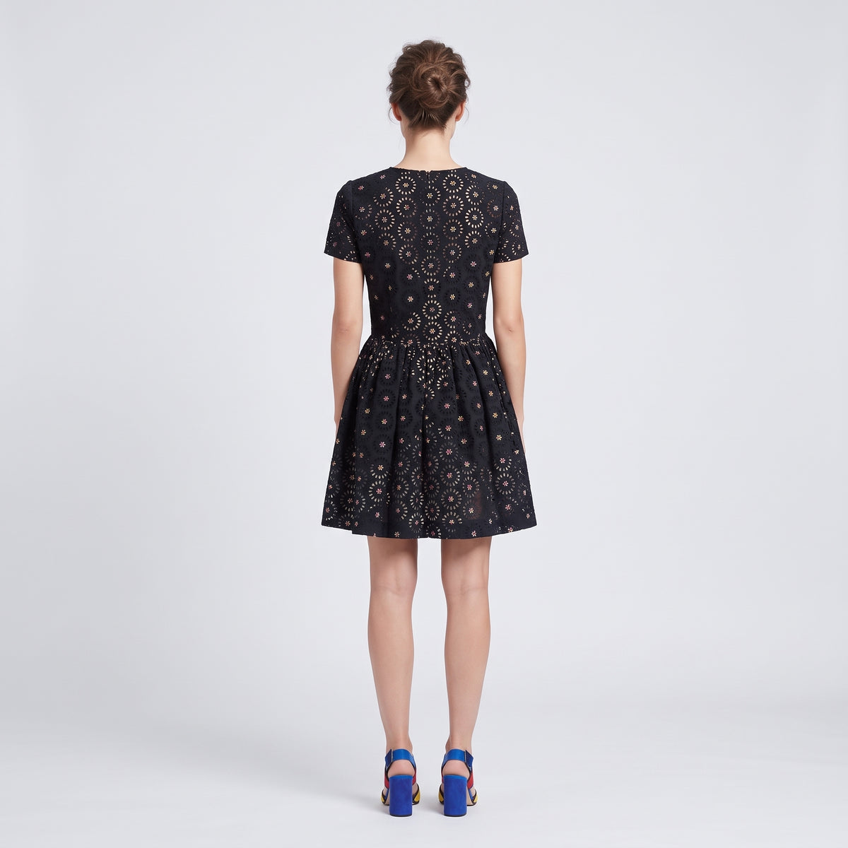 Black Eyelet Floral Mini Dress