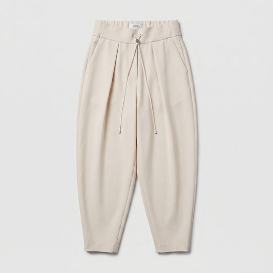 Tailored Cream Drawstring Trousers