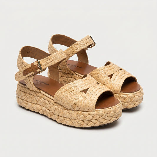 Woven Raffia Platform Sandals