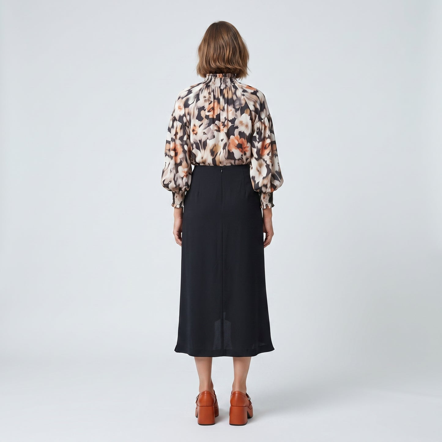 Elegant Black Ruffled Midi Skirt