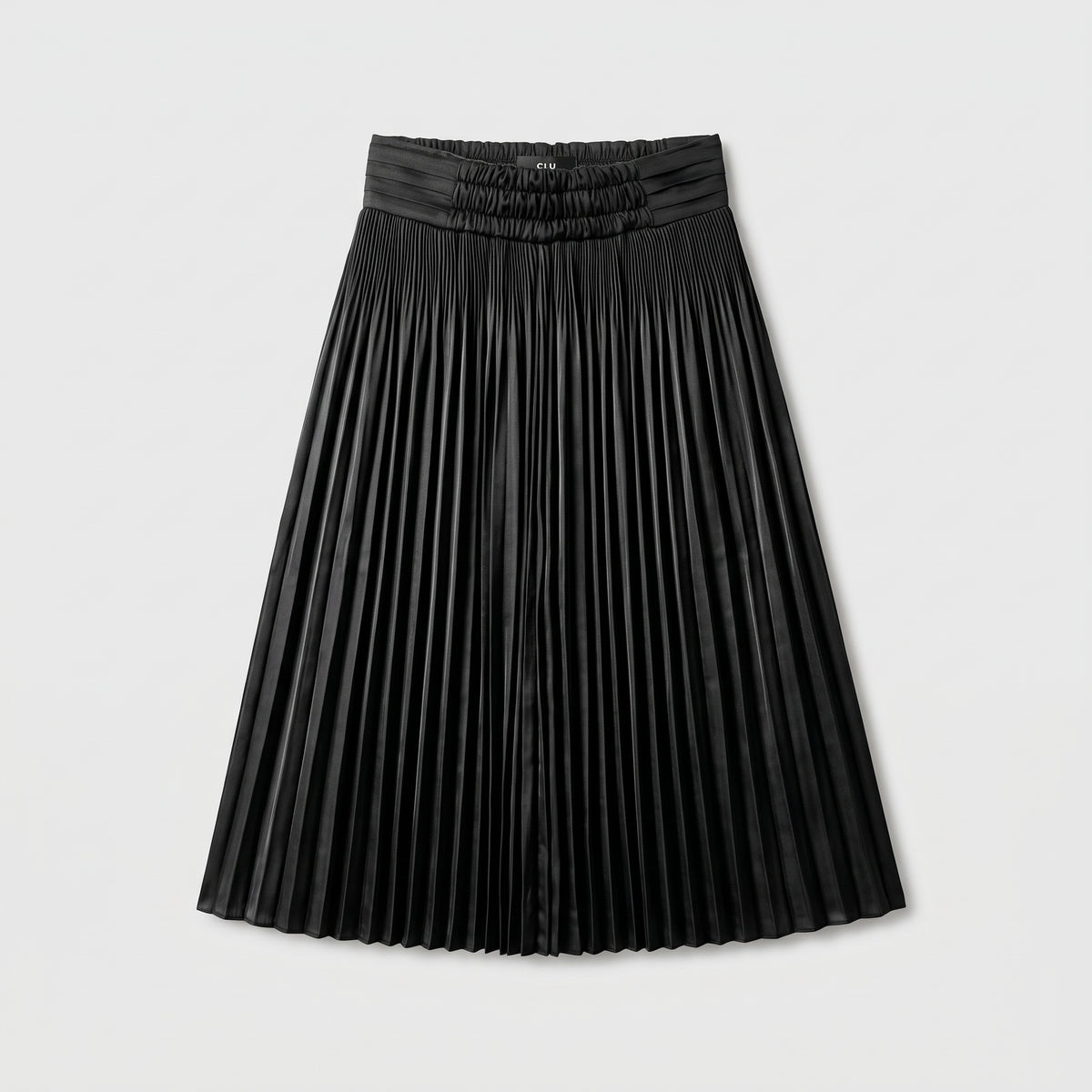 Elegant Black Pleated Midi Skirt