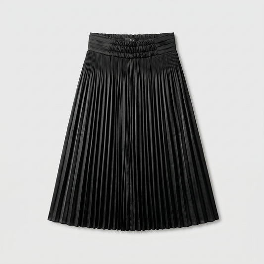 Elegant Black Pleated Midi Skirt