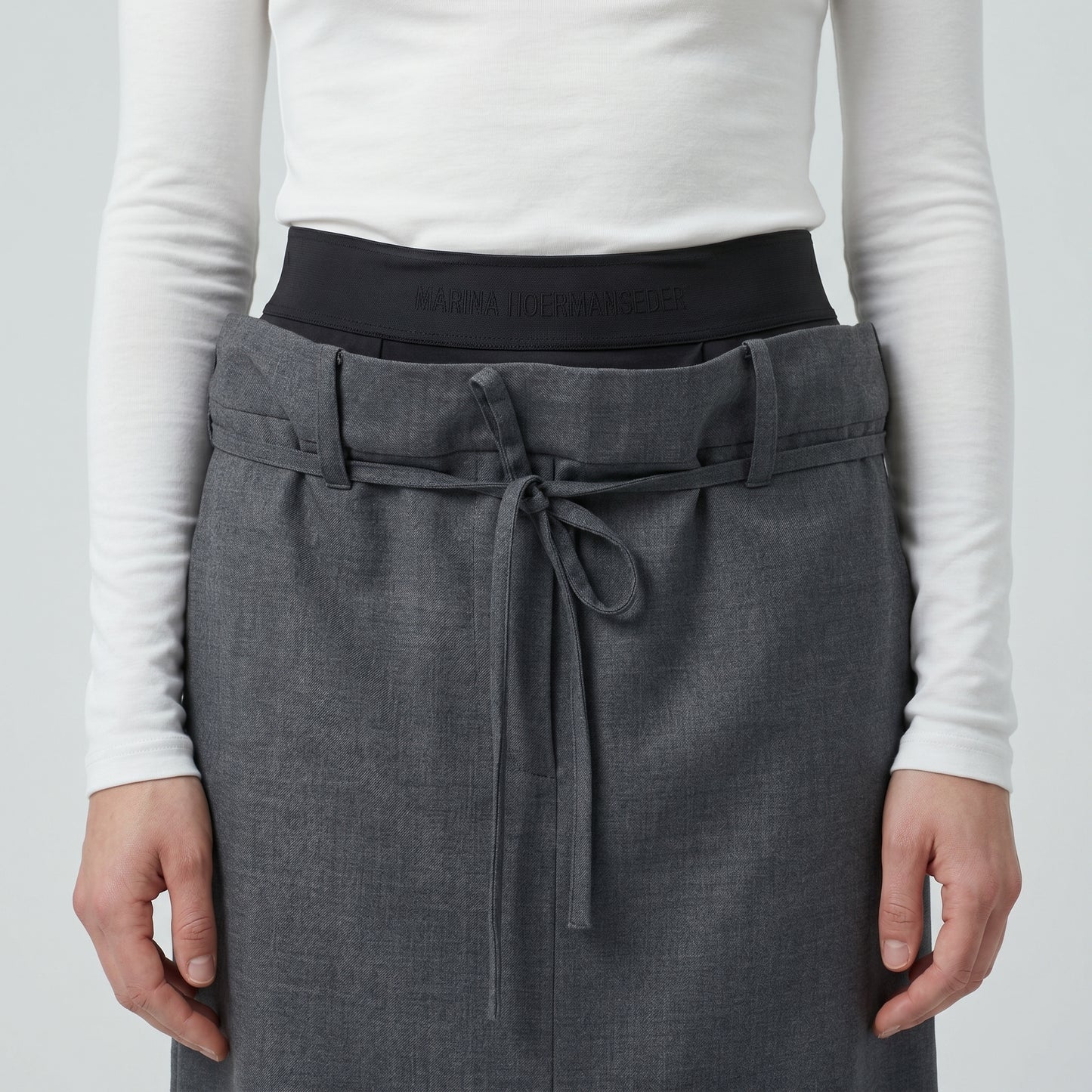 Tailored Grey Midi Skirt