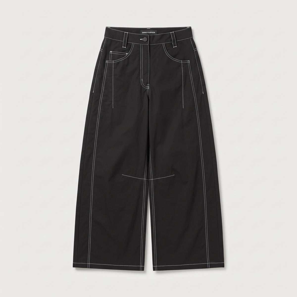 Contrast Stitch Wide Leg Trousers