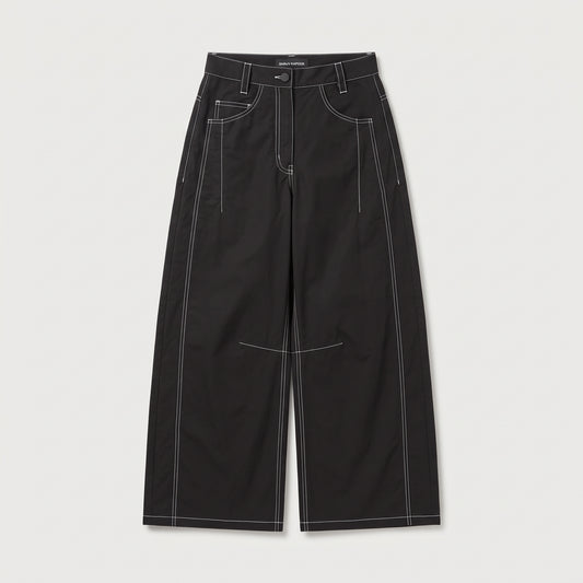 Contrast Stitch Wide Leg Trousers