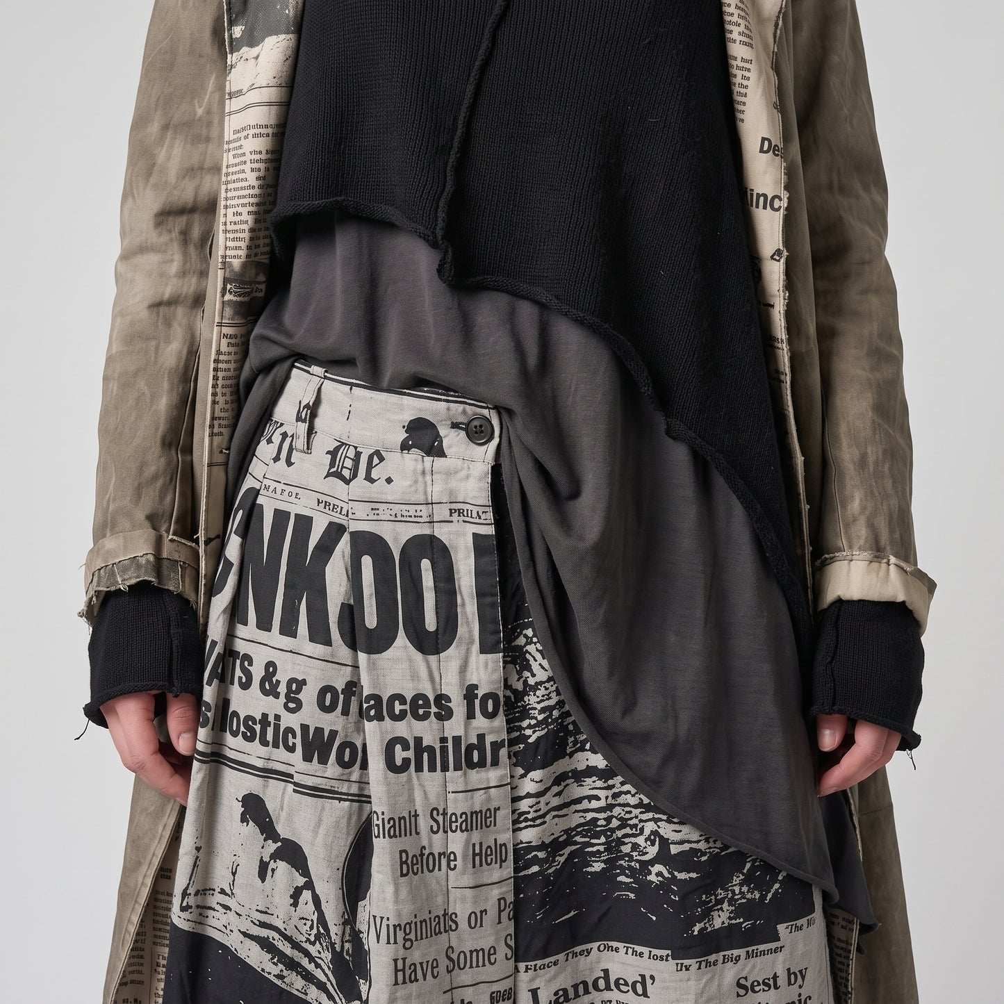 Newspaper Print Avant-Garde Trousers