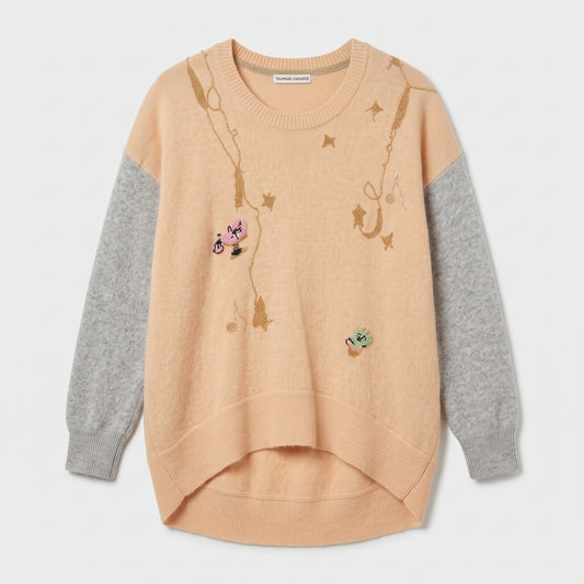 Embroidered Wool Blend Sweater