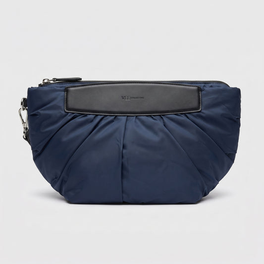 Quilted Ruched Nylon Clutch Bag