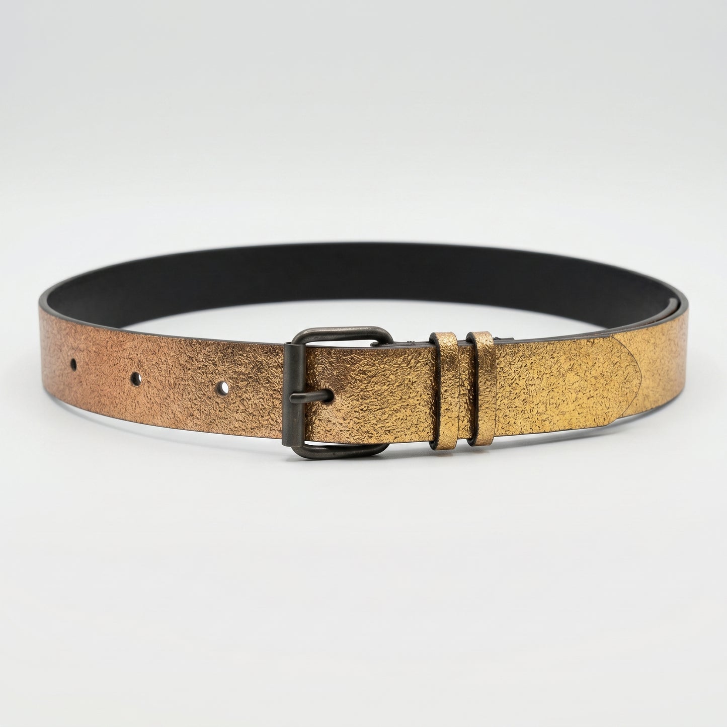 Metallic Gold Textured Leather Belt