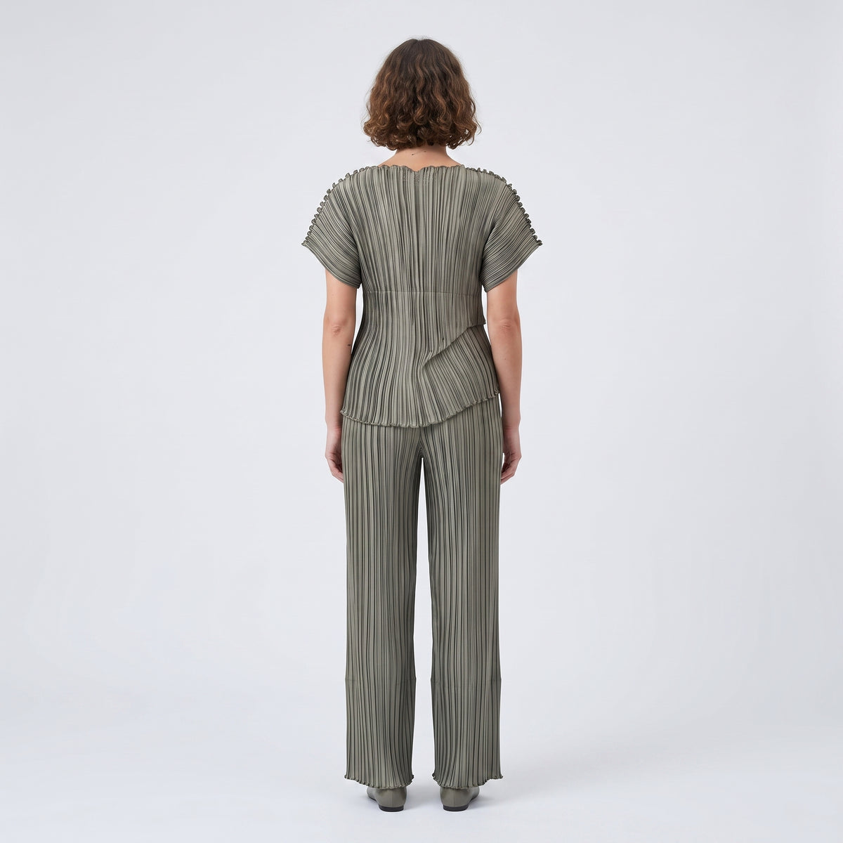Pleated Olive Statement Top