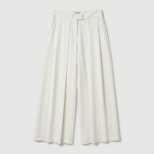 Pleated Wide Leg Tailored Trousers