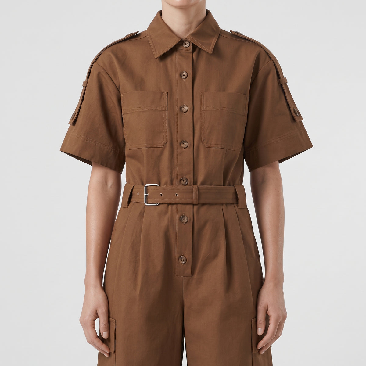 Utility Belted Cotton Jumpsuit
