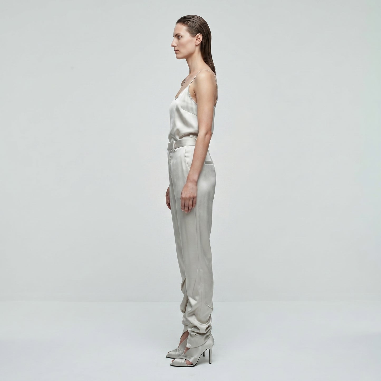 Satin Ruched Hem Trousers