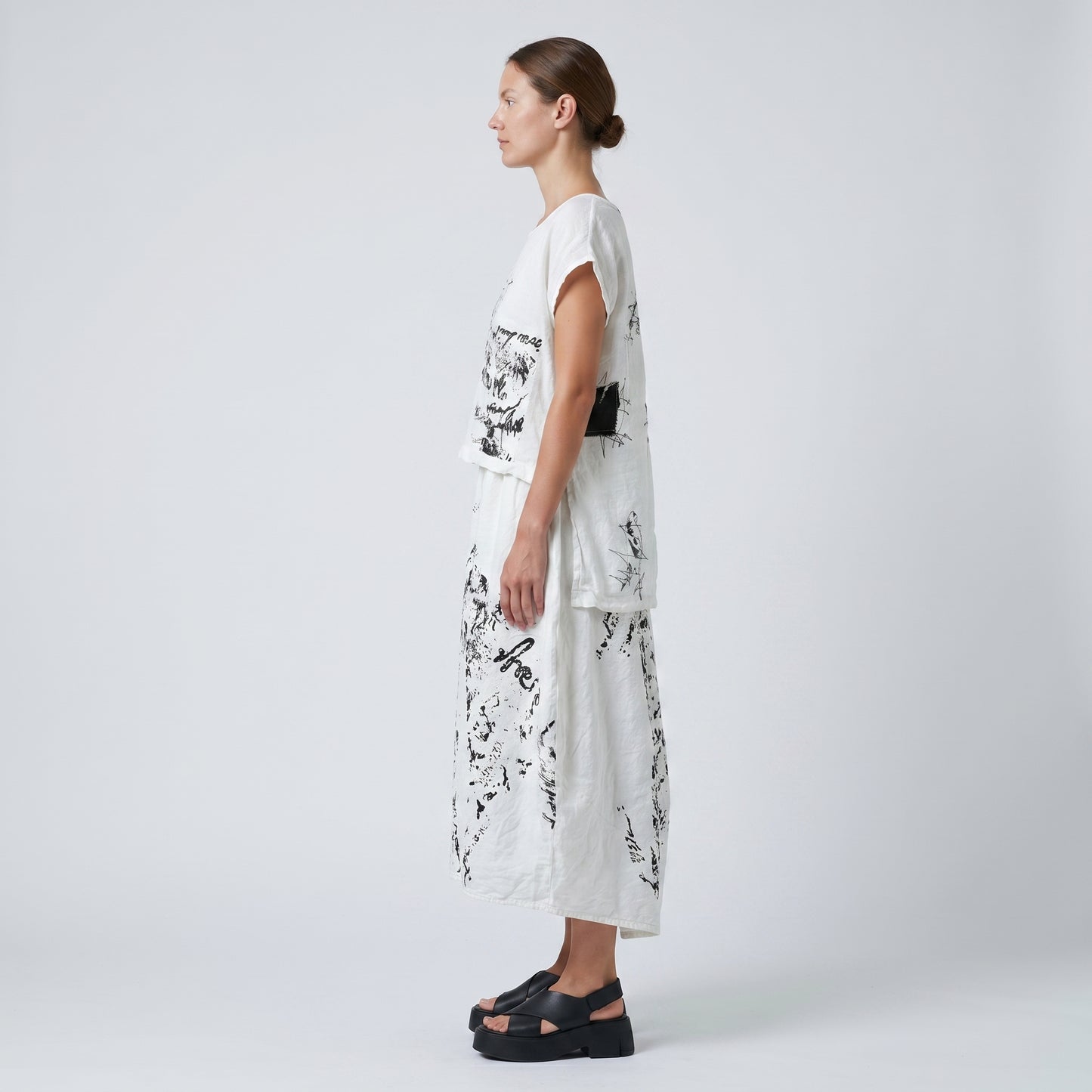 Abstract Print Linen Top