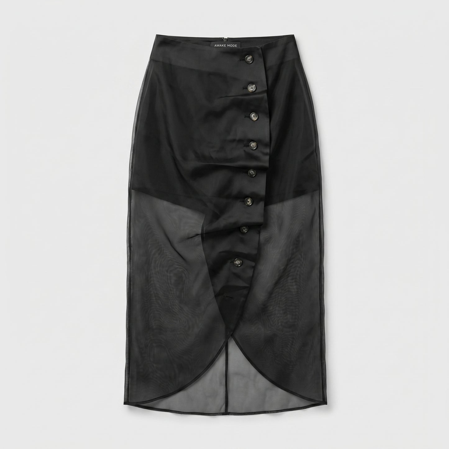 Asymmetric Sheer Midi Skirt