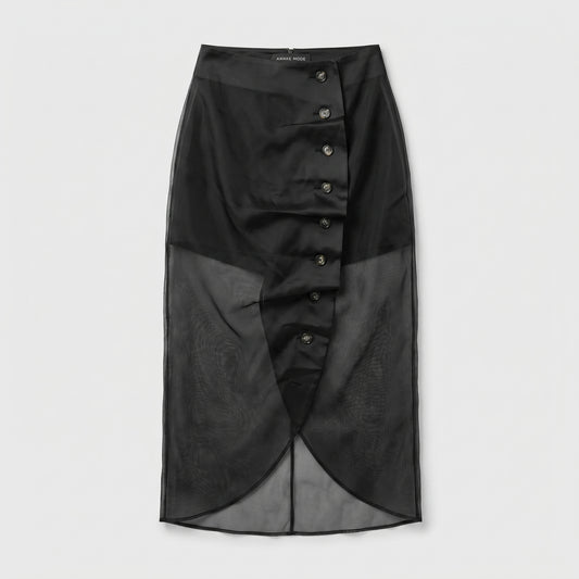 Asymmetric Sheer Midi Skirt