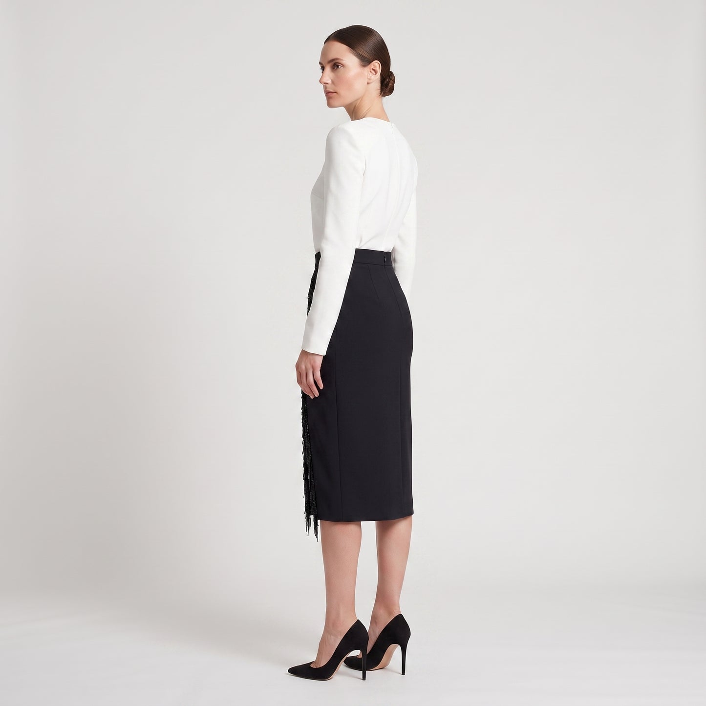 Beaded Fringe Pencil Skirt