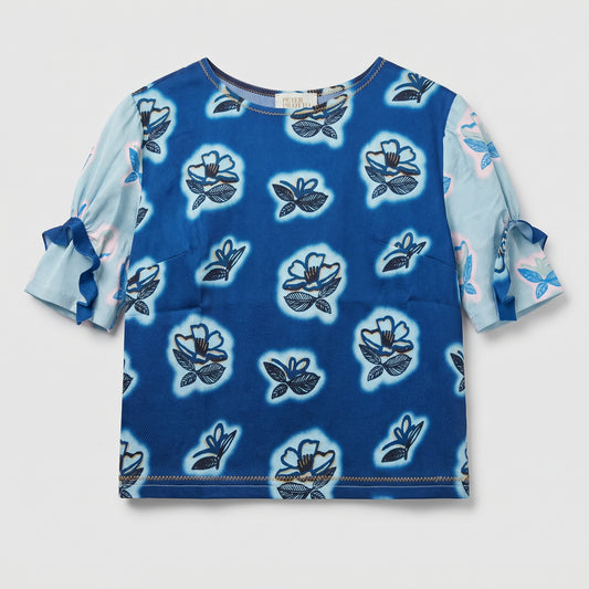 Floral Printed Ruffled Sleeve Top
