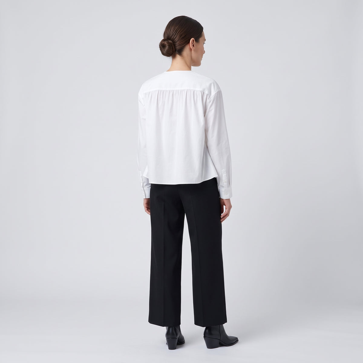 Studded Detail White Cotton Shirt