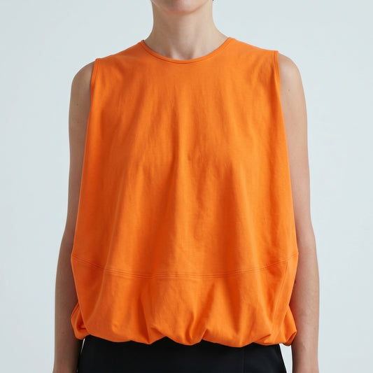 Orange Bubble Hem Sleeveless Top