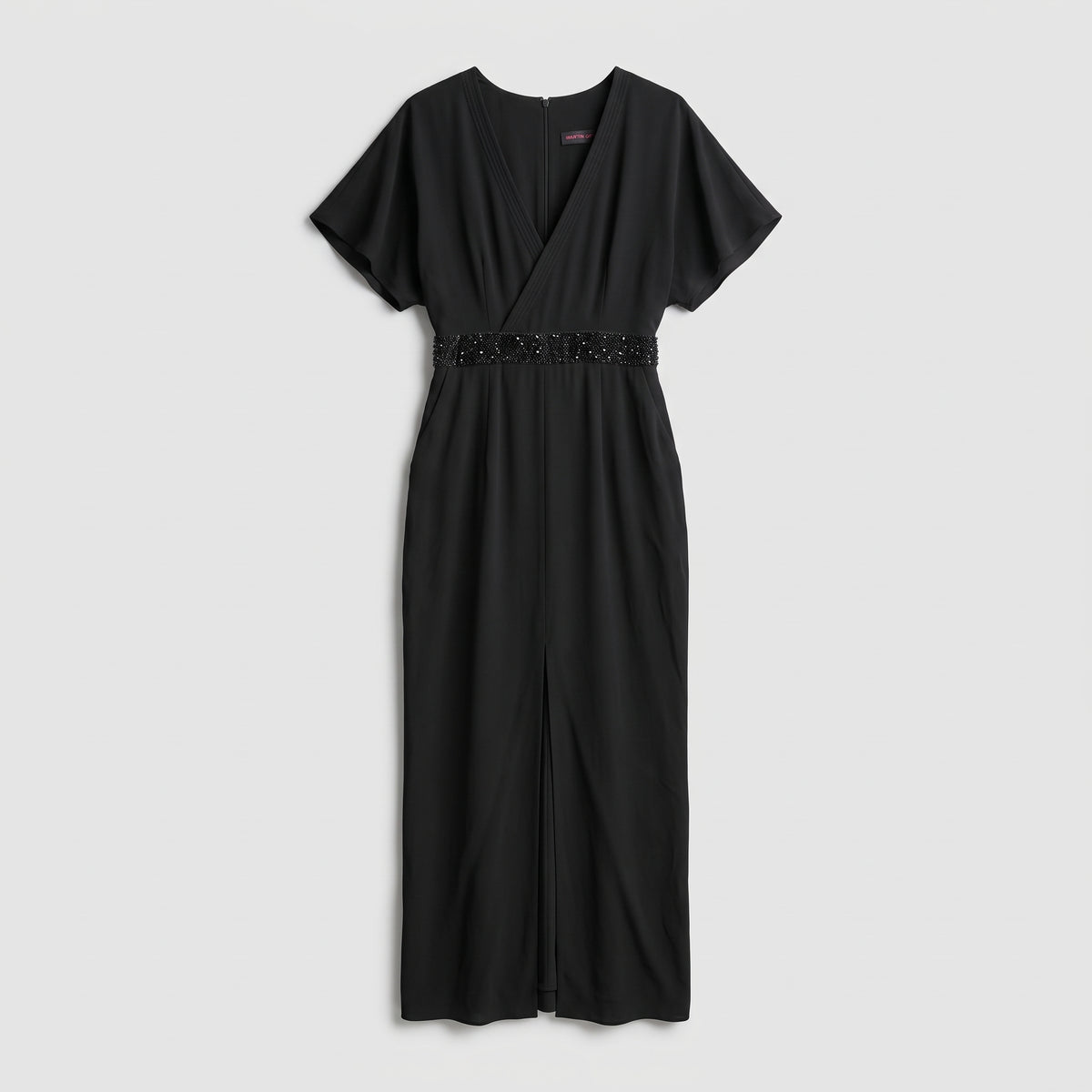 Embellished Waist V-Neck Dress