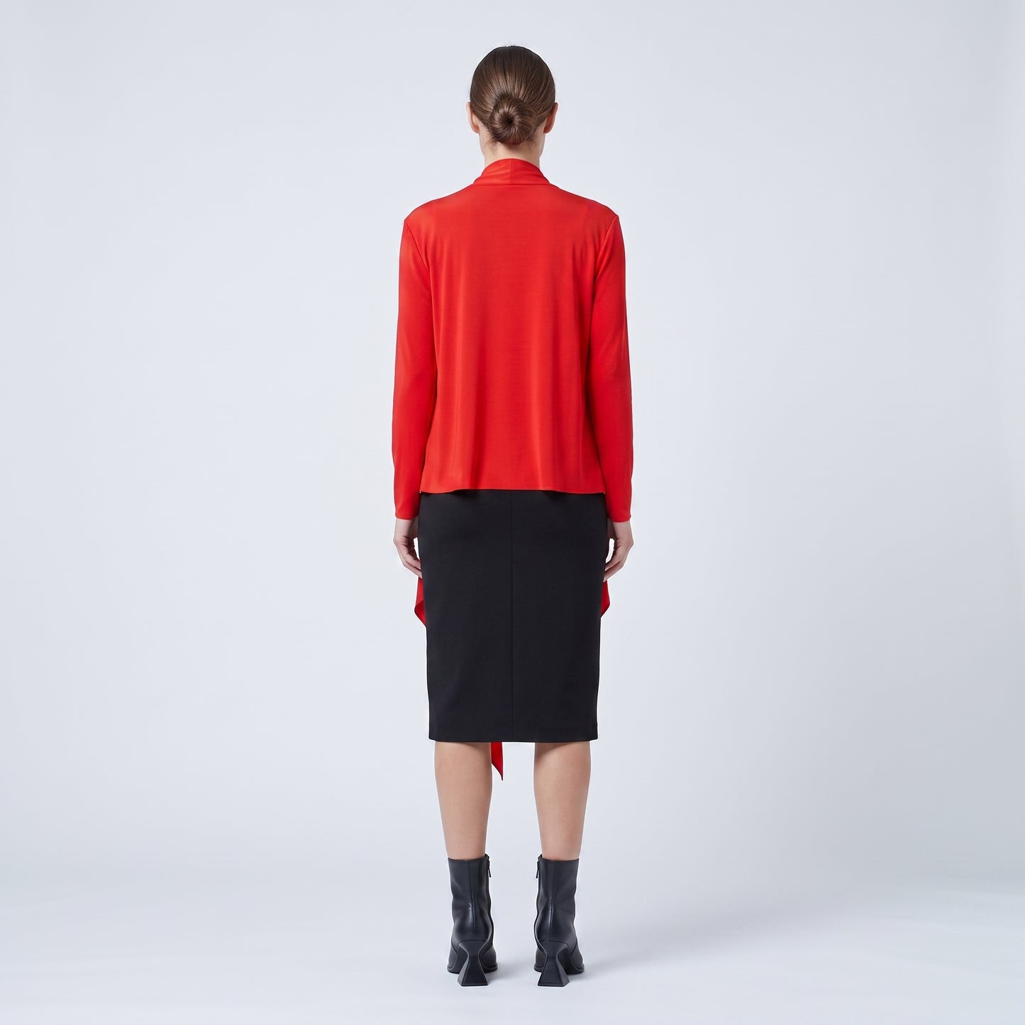 Red Draped Waterfall Cardigan