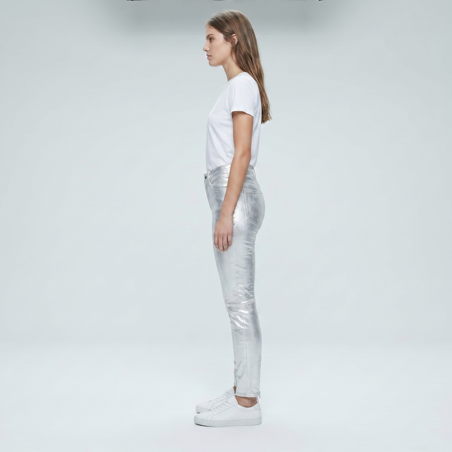 Metallic High-Rise Skinny Jeans