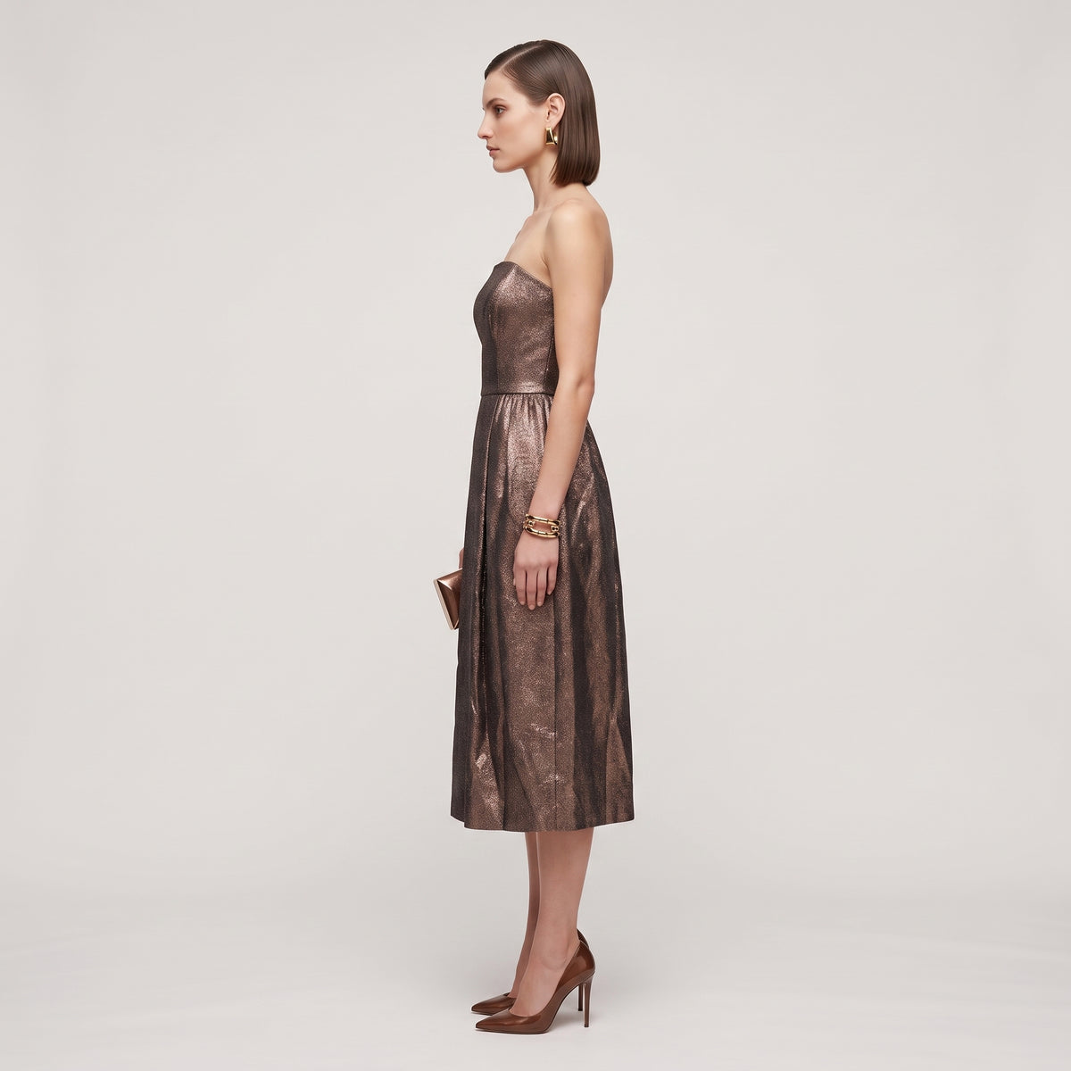 Metallic Strapless Cocktail Dress