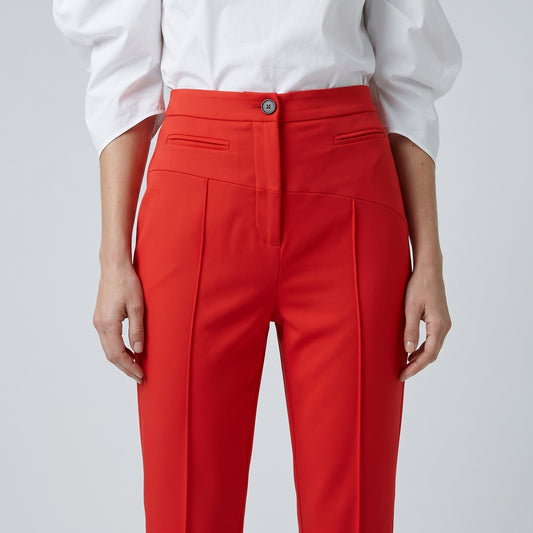 Red Tailored Split Hem Trousers