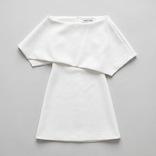 Off-Shoulder Architectural White Top