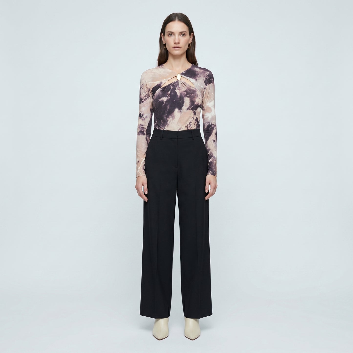 Abstract Print Keyhole Top