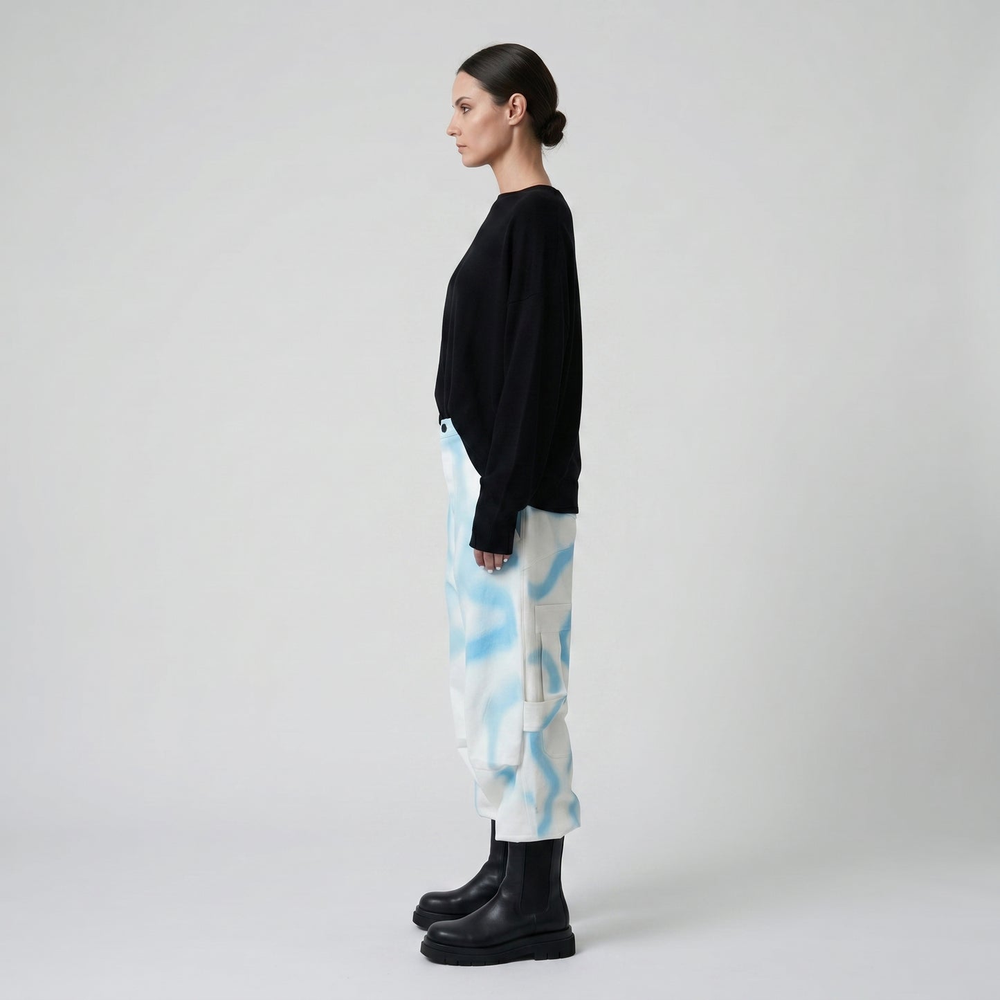 Tie-Dye Wide-Leg Cropped Trousers