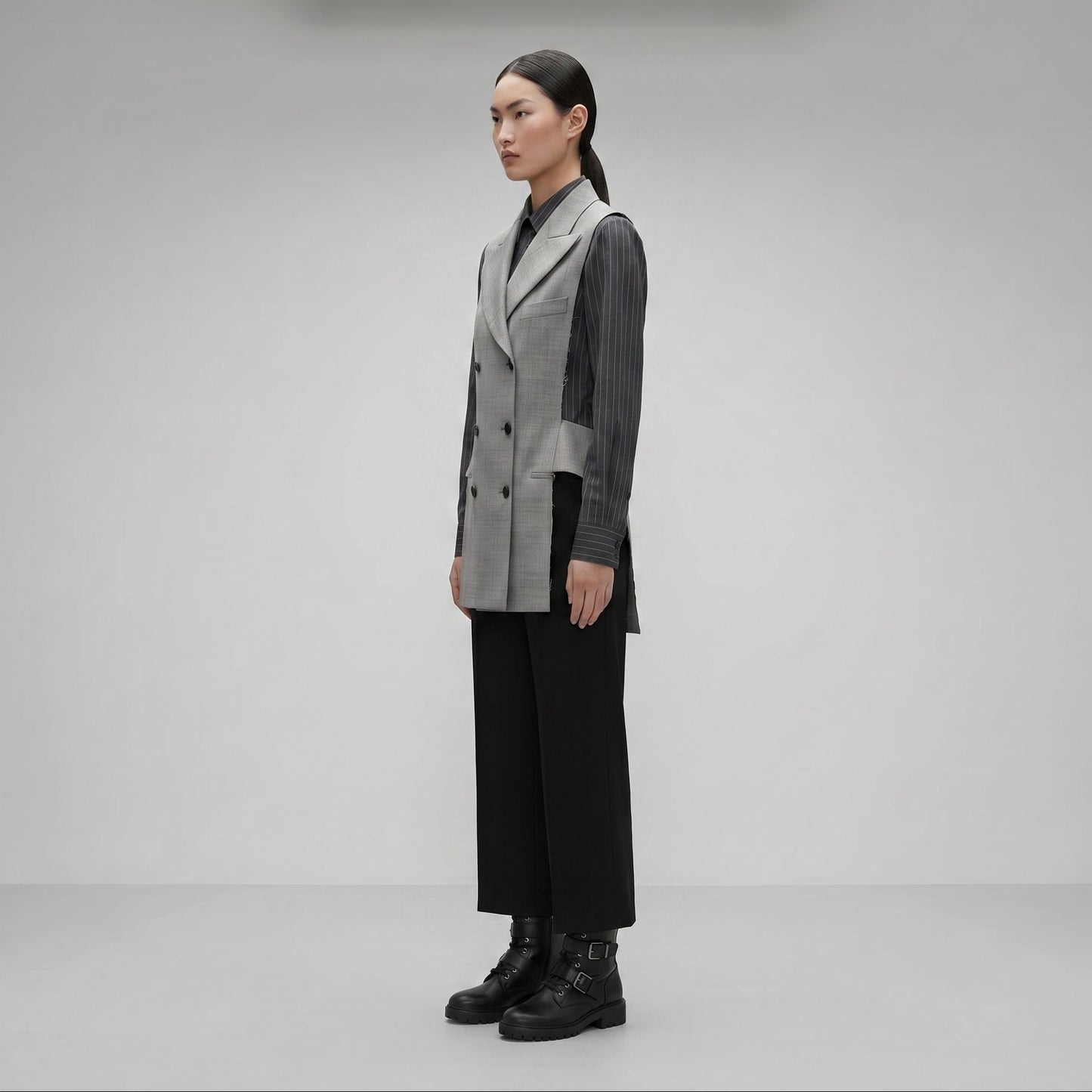 Tailored Double-Breasted Sculptural Vest