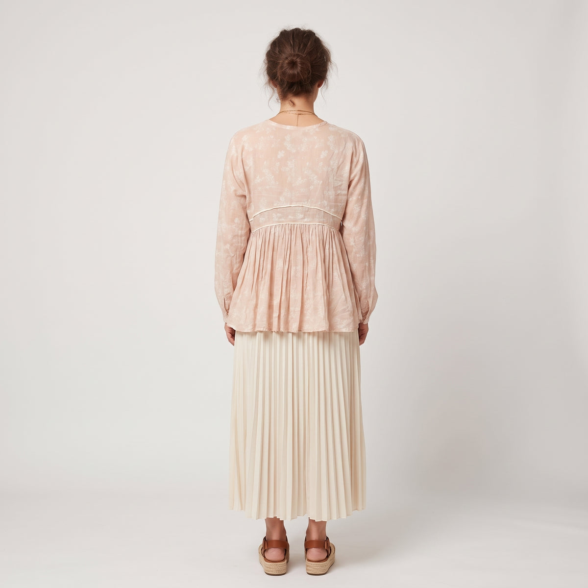 Floral Print Tassel Peplum Blouse