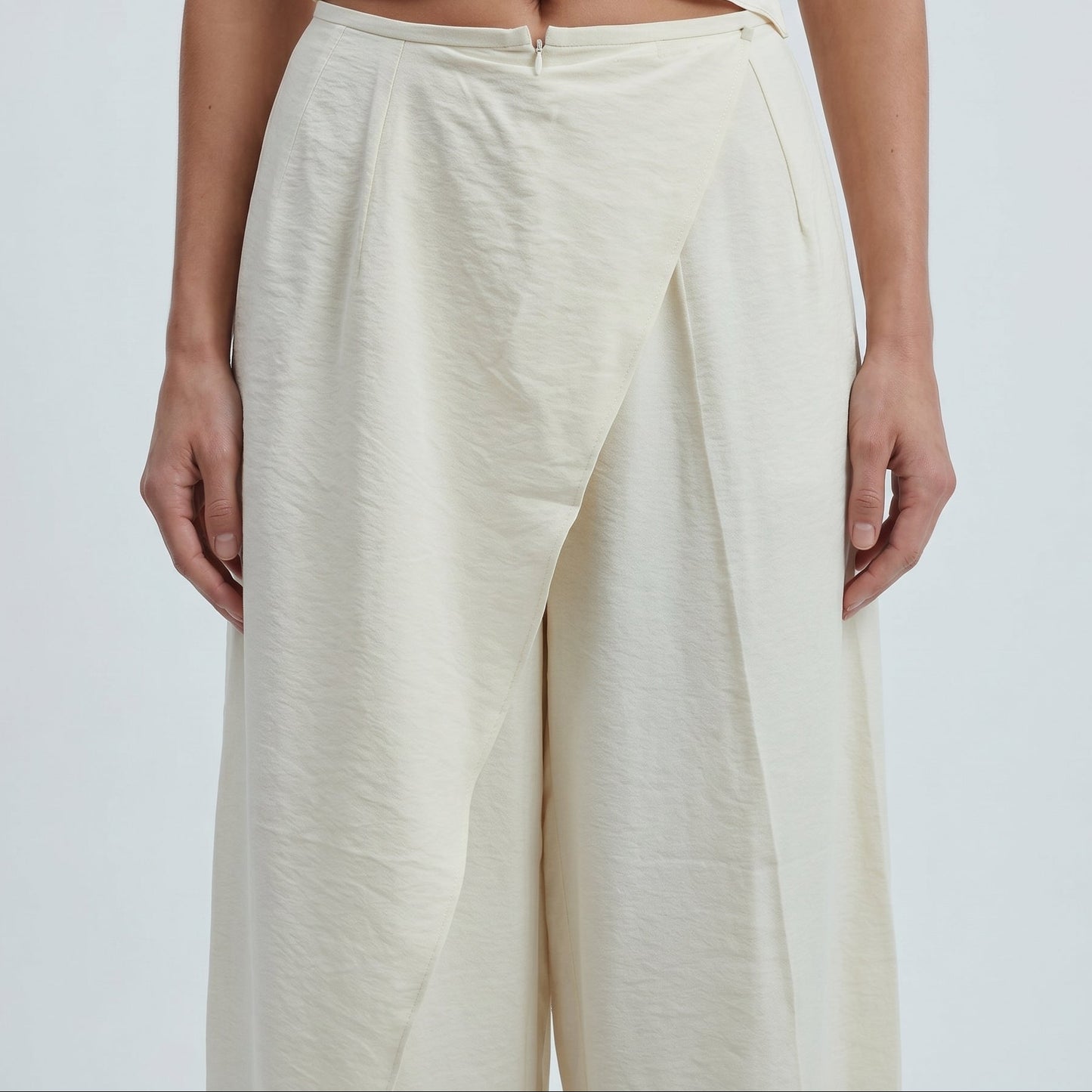 Minimalist High-Waisted Wrap Trousers