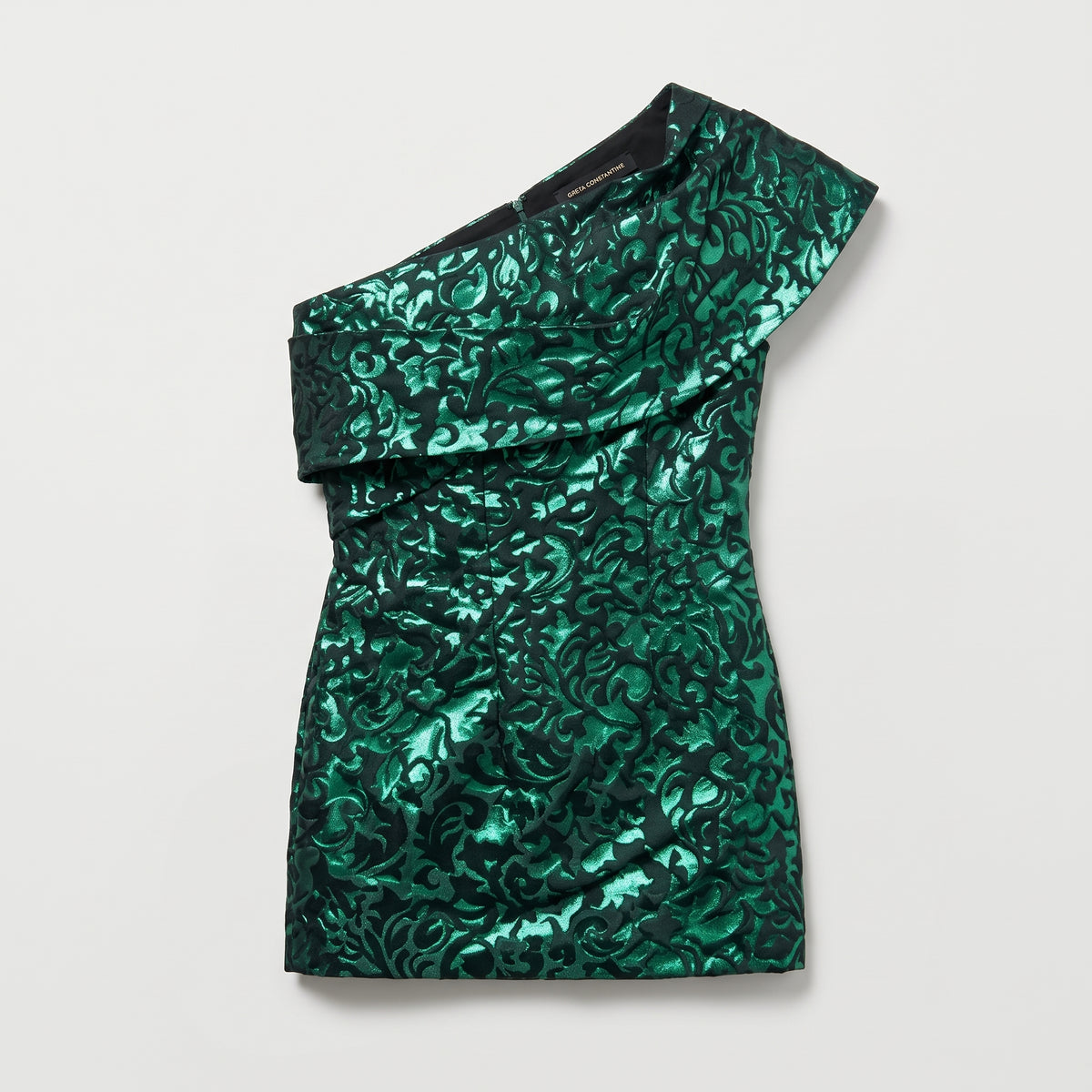Metallic Brocade One-Shoulder Top