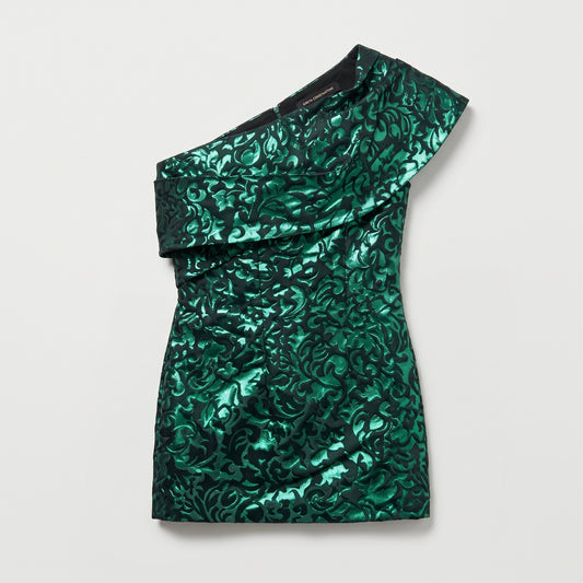 Metallic Brocade One-Shoulder Top
