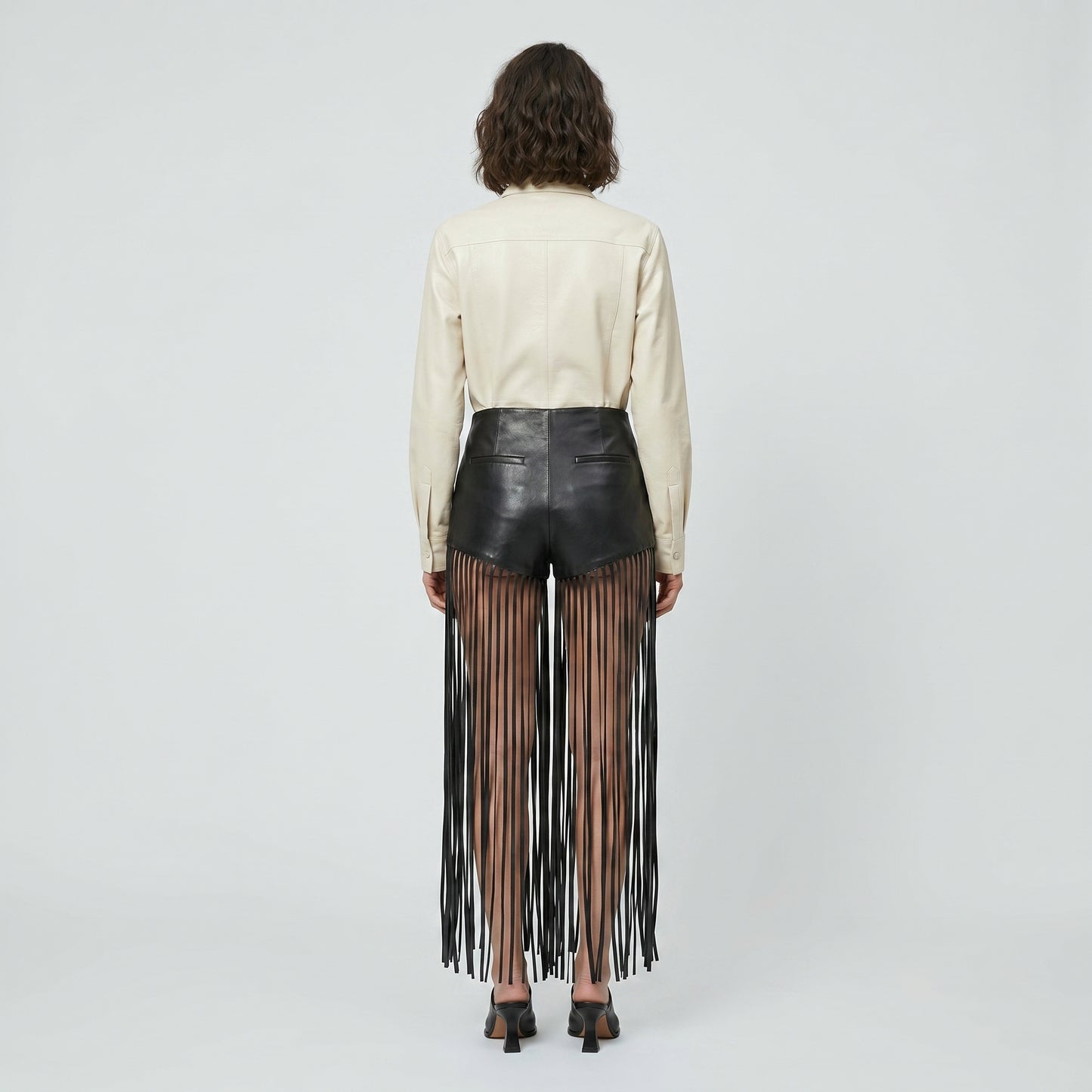 Fringed Vegan Leather Shorts